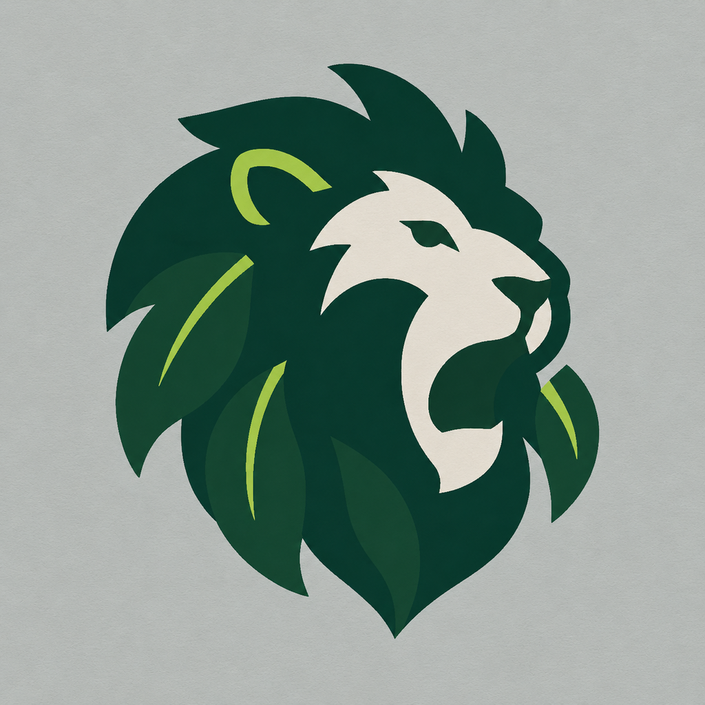 Rural ROAR forest-green lion emblem